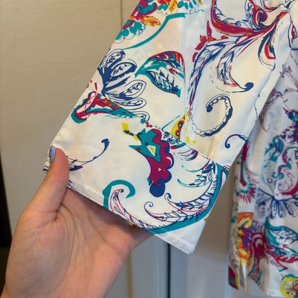 NWT Gold Label Investments Non-Iron Paisley Print Button Up Blouse - Size 12 - Picture 2 of 7